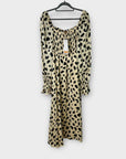 Kitri Jolene Animal Spot Shirred Dress - 10 (S)