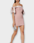 Lavish Alice Bardot Bow Mini Dress - 14/16