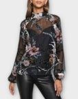 Lipsy Velvet Floral Blouse - 10
