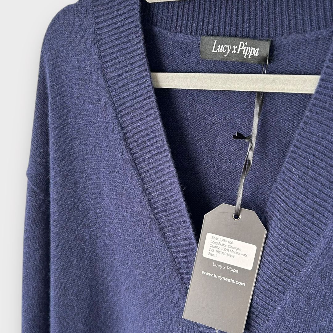 Lucy Nagle Long Button Merino Wool Knit Cardigan - 14/16 (L)