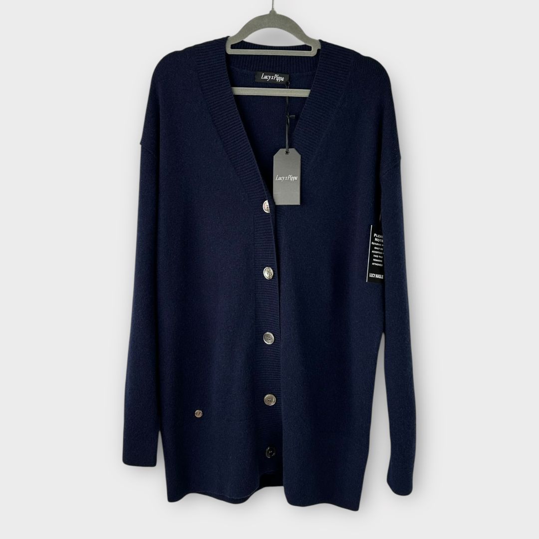 Lucy Nagle Long Button Merino Wool Knit Cardigan - 14/16 (L)
