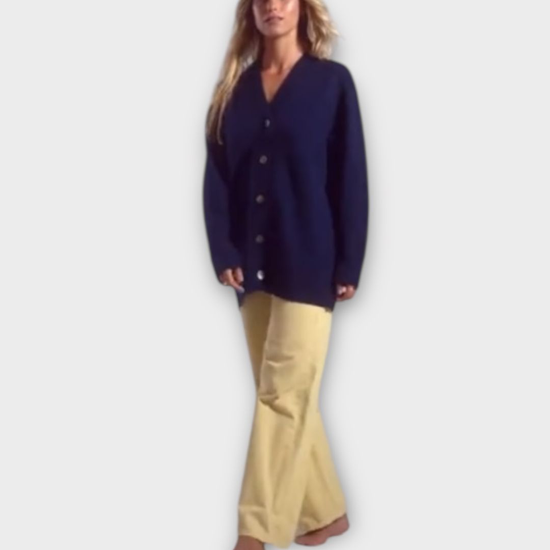 Lucy Nagle Long Button Merino Wool Knit Cardigan - 14/16 (L)