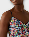 M&S Printed Sequin Midi Slip Dress - 12