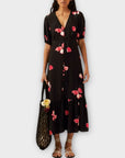 M&S x Ghost Floral V-Neck Button Through Midi Tea Dress - 8