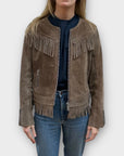 Mango Suede Leather Fringe Jacket - 6/8 (S)