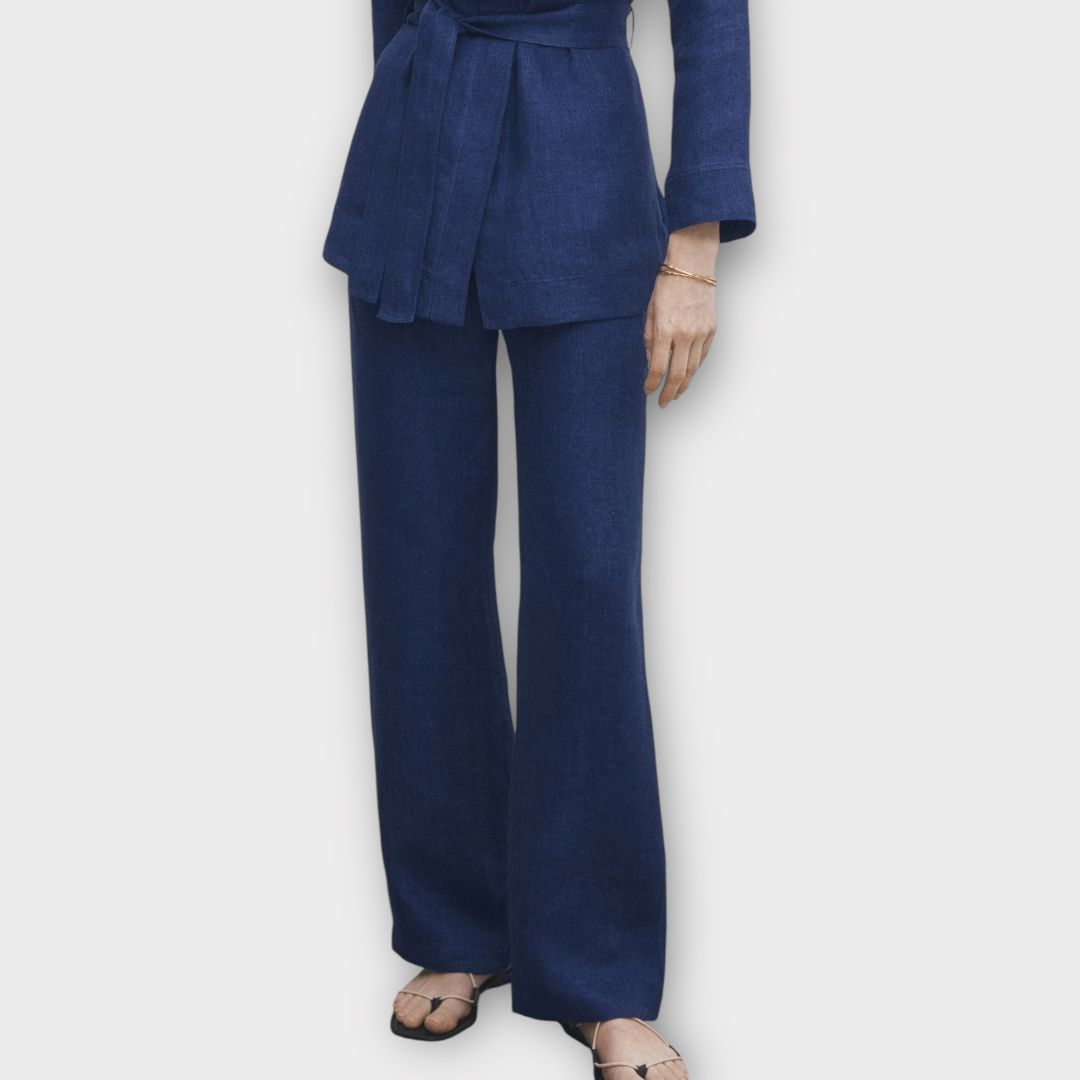Massimo Dutti Denim Effect Linen Trousers - 14