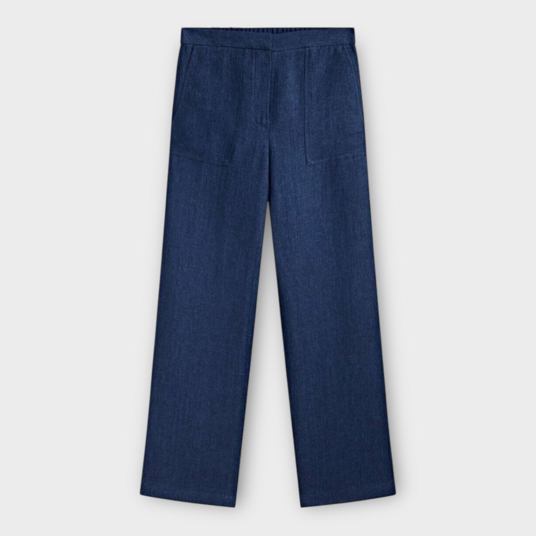 Massimo Dutti Denim Effect Linen Trousers - 14
