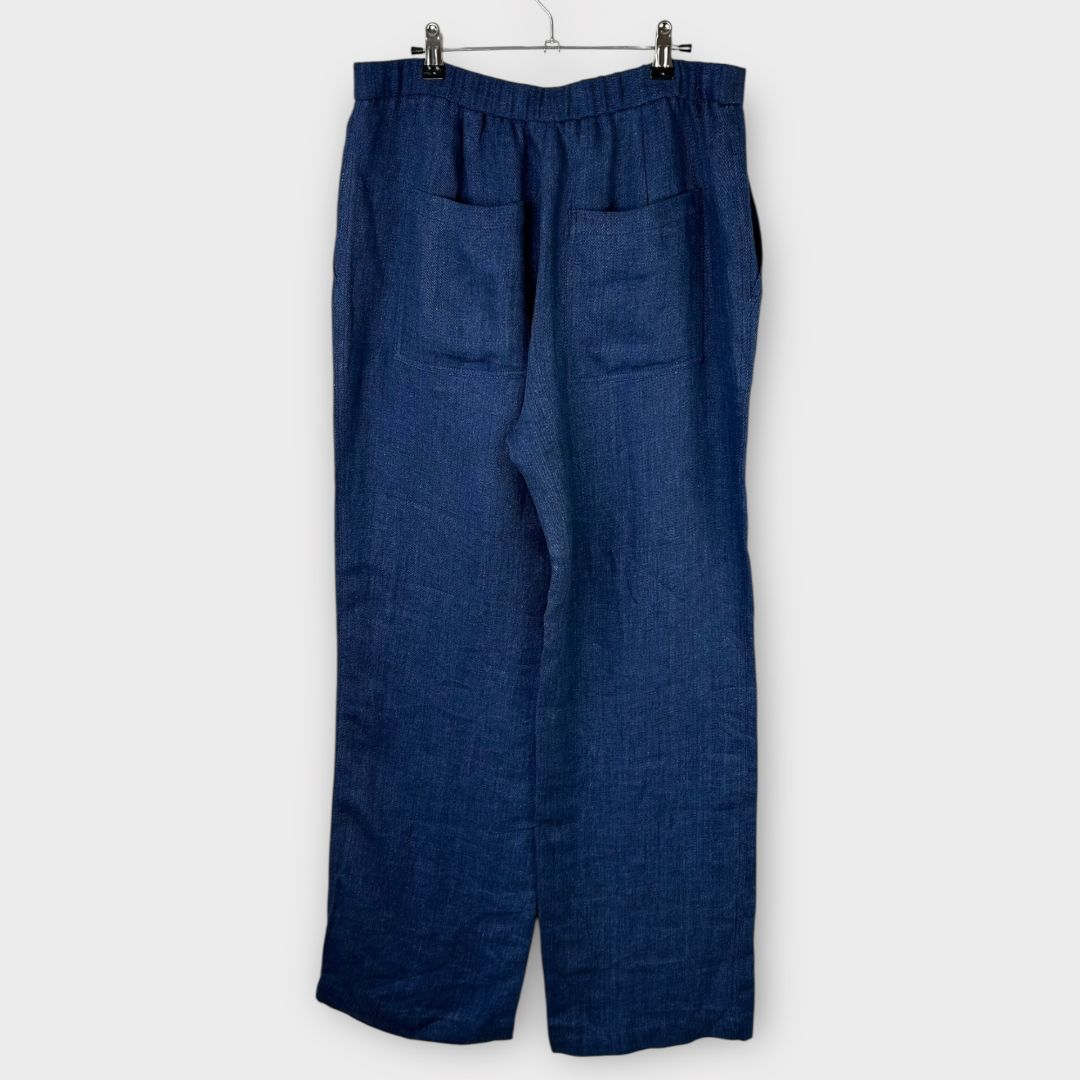 Massimo Dutti Denim Effect Linen Trousers - 14
