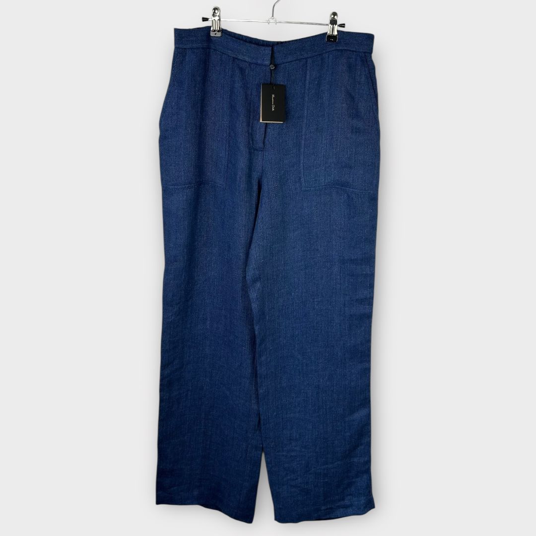Massimo Dutti Denim Effect Linen Trousers - 14