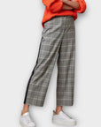 Mint Velvet Check Contrast Side Stripe Trousers - 10R