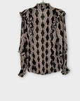 Mint Velvet Graphic Print Ruffle Blouse - S