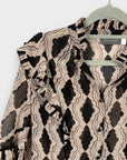 Mint Velvet Graphic Print Ruffle Blouse - S
