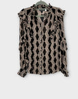 Mint Velvet Graphic Print Ruffle Blouse - S