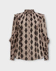 Mint Velvet Graphic Print Ruffle Blouse - S