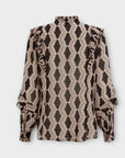 Mint Velvet Graphic Print Ruffle Blouse - S