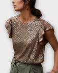Mint Velvet Sequin Ruffle Top - M