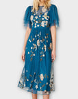 Monsoon Embroidered Floral Midi Dress - 8