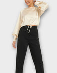 Na-Kd Drawstring Detail Satin Blouse - 12
