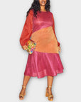 Never Fully Dressed Balloon Sleeve Shimmery Midi Dress - 18