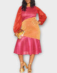Never Fully Dressed Balloon Sleeve Shimmery Midi Dress - 18