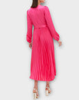 New Look Satin Ruched Pleated Belted Midi Dress - 8