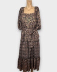 Next Metallic Puff Sleeve Midi Dress - 14