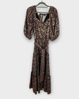 Next Metallic Puff Sleeve Midi Dress - 14