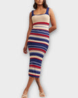 Nobody's Child Cotton Striped Knitted Bodycon Dress - M