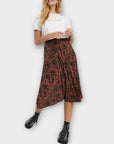 Oasis Animal Print Pleated Midi Skirt - XS