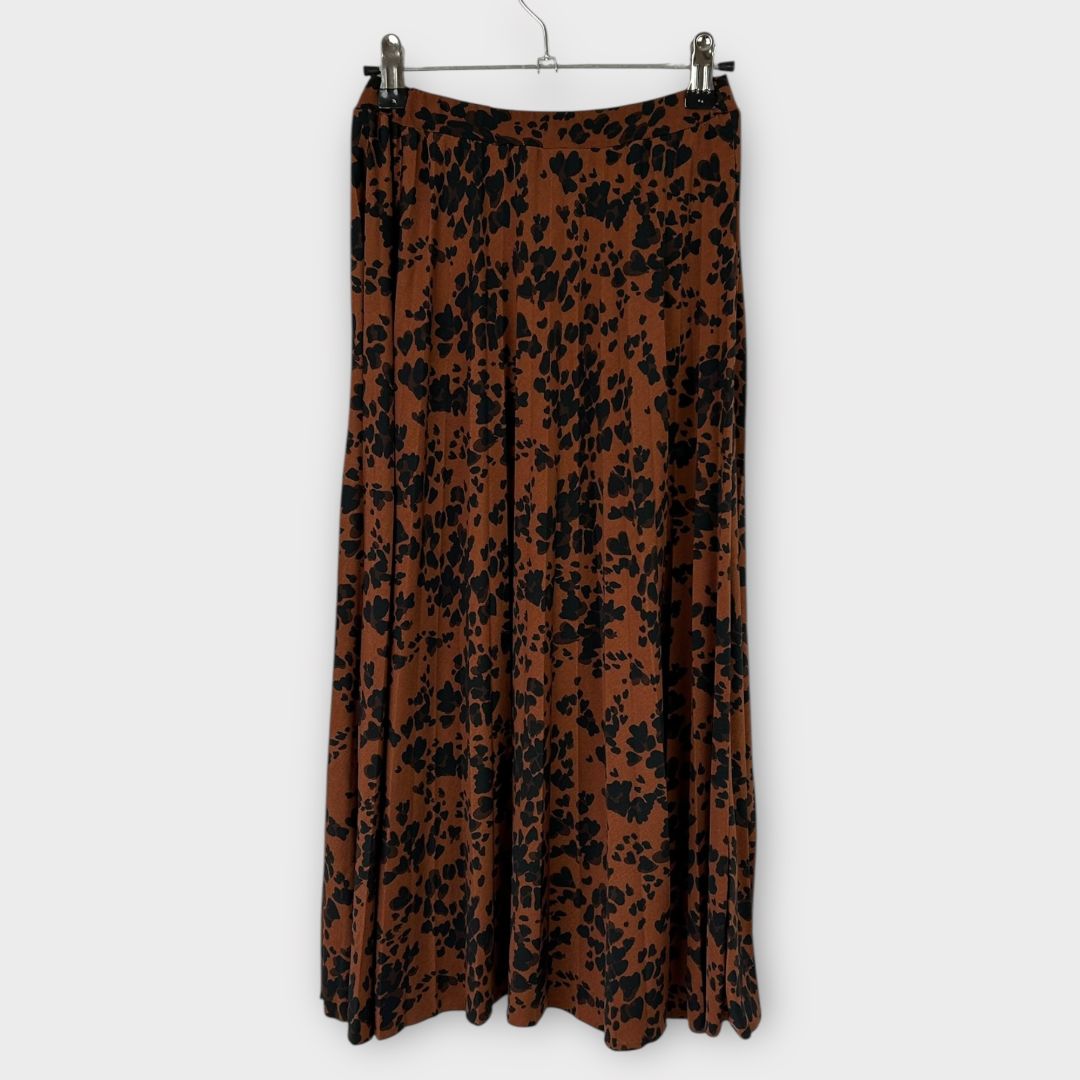Oasis Animal Print Pleated Midi Skirt - XS