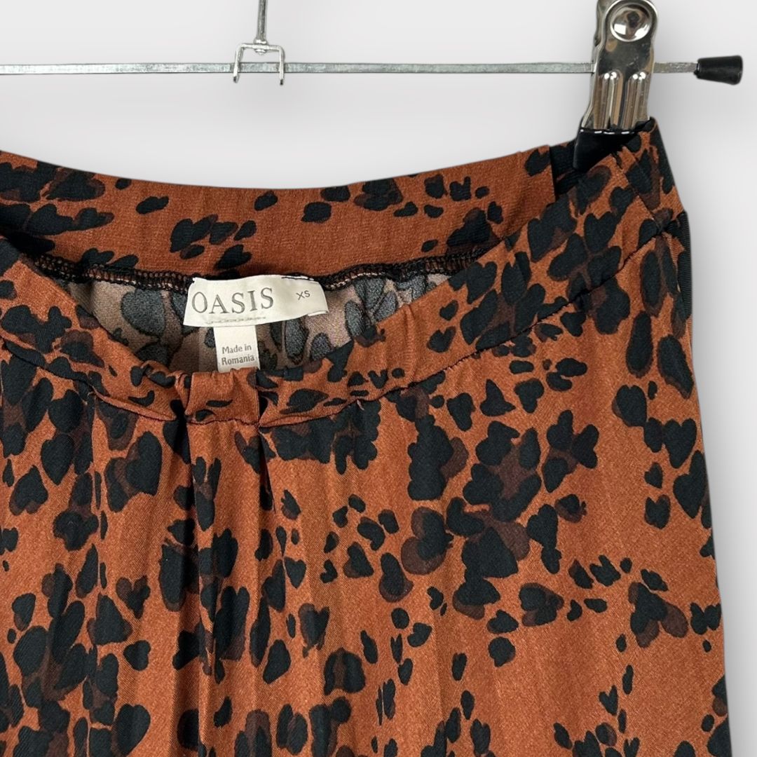Oasis Animal Print Pleated Midi Skirt - XS