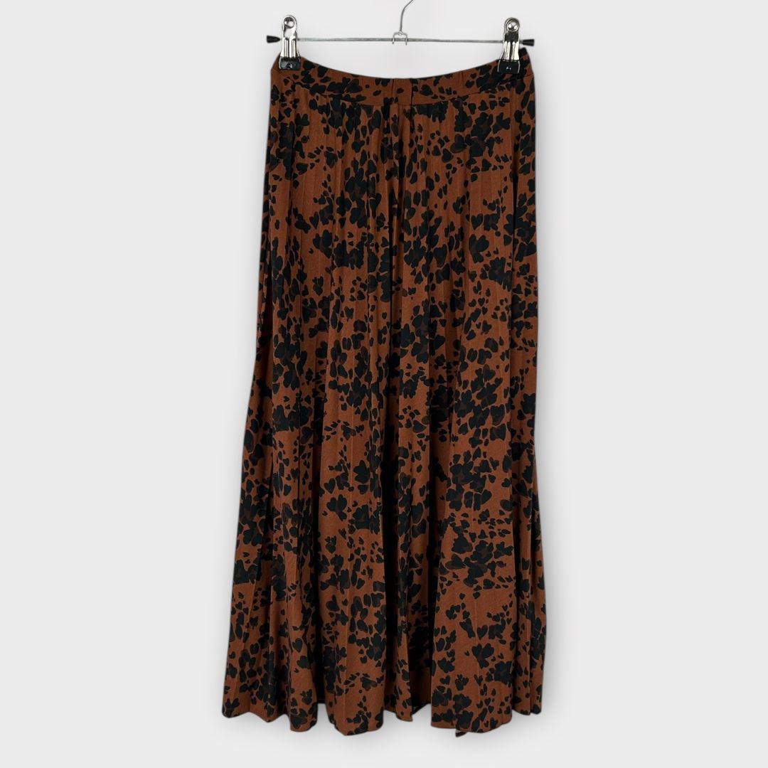 Oasis Animal Print Pleated Midi Skirt - XS