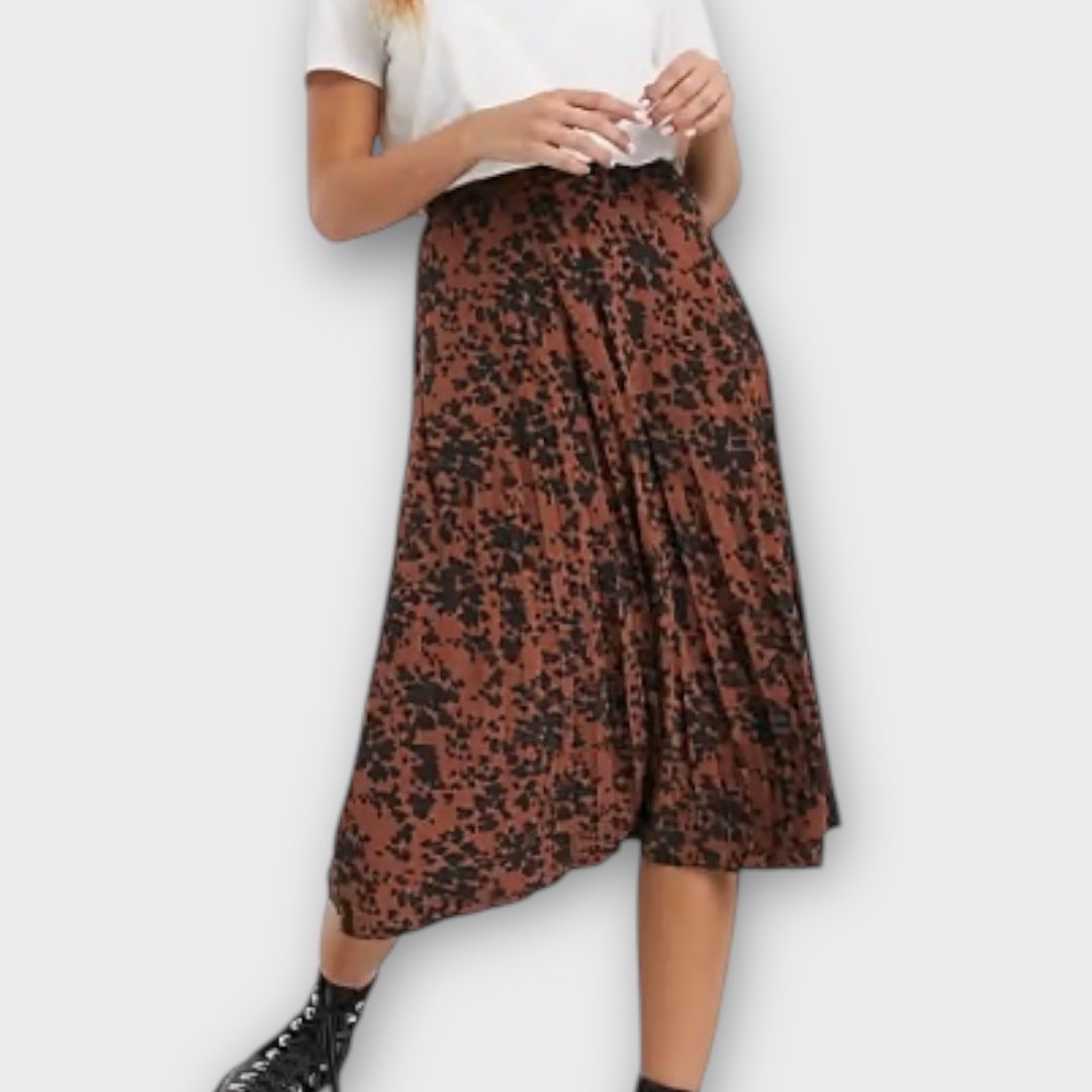 Oasis Animal Print Pleated Midi Skirt - XS