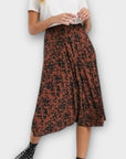 Oasis Animal Print Pleated Midi Skirt - XS