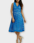 Oasis Floral Daisy Crochet Lace Midi Dress - 8