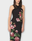 Oasis Museum Of Royal Worcester Floral Black Dress - 14