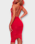 Oh Polly Ruched Bodycon Midi Dress - 8