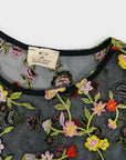 Pins & Needles Floral Embroidered Mesh Top - XS