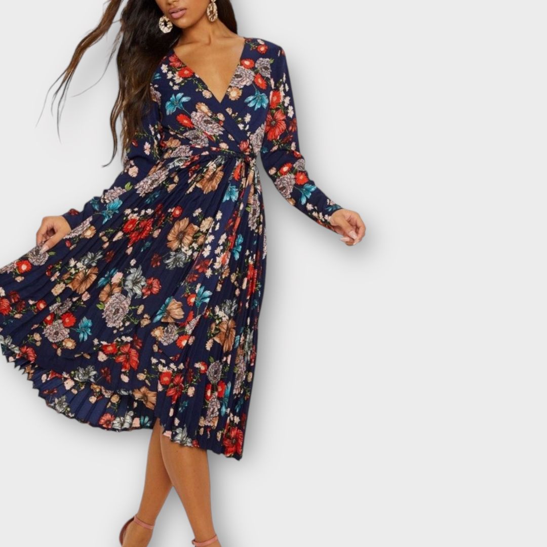Pretty little thing floral pleated dress discount