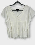 Rachel Roy Embroidered Ruffle Top - 18 (XL)