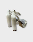 Rainbow Club Gracie Dyeable Ivory Satin High Block Heel Chunky Platform Sandals - 3.5/36.5