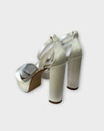 Rainbow Club Gracie Dyeable Ivory Satin High Block Heel Chunky Platform Sandals - 3.5/36.5