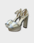 Rainbow Club Gracie Dyeable Ivory Satin High Block Heel Chunky Platform Sandals - 3.5/36.5