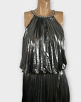 Red & Royal Halter Neck Pleated Dress - 12