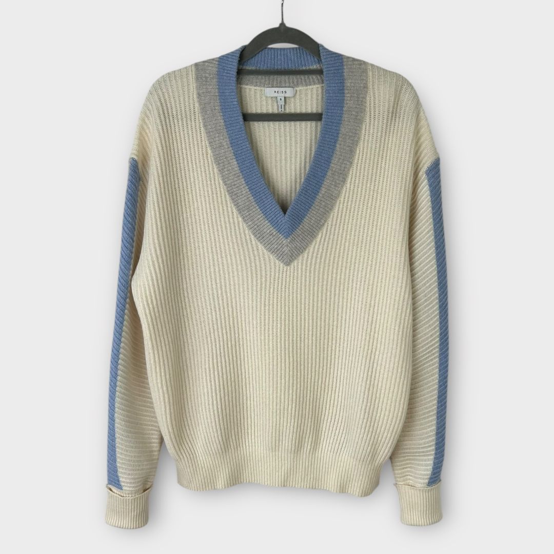 Reiss Cora V-Neck Wool Blend Knit Jumper - 10 (S)