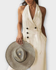 Reiss Giovanna Linen Halterneck Jumpsuit - 10/12