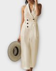 Reiss Giovanna Linen Halterneck Jumpsuit - 10/12