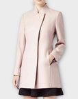 Reiss Mandarin Collar Regale Wool Blend Coat - L