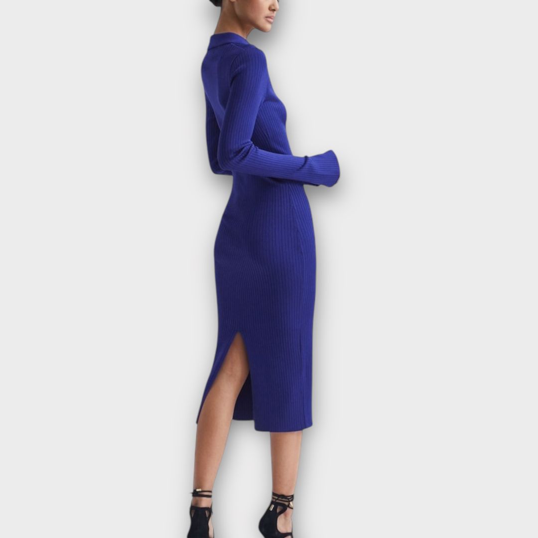 Reiss Ronnie Collared Knitted Bodycon Dress - S