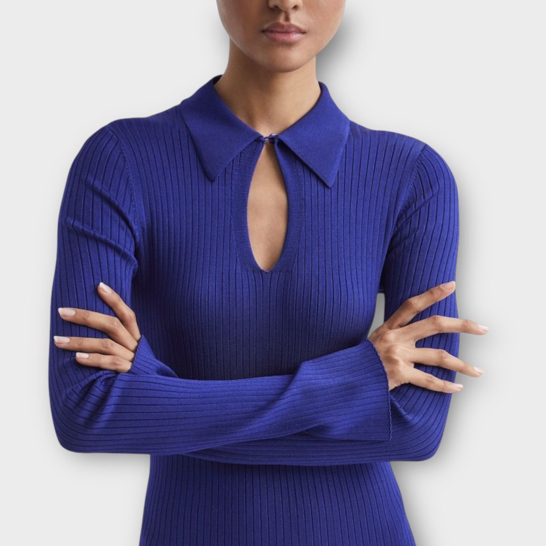 Reiss Ronnie Collared Knitted Bodycon Dress - S